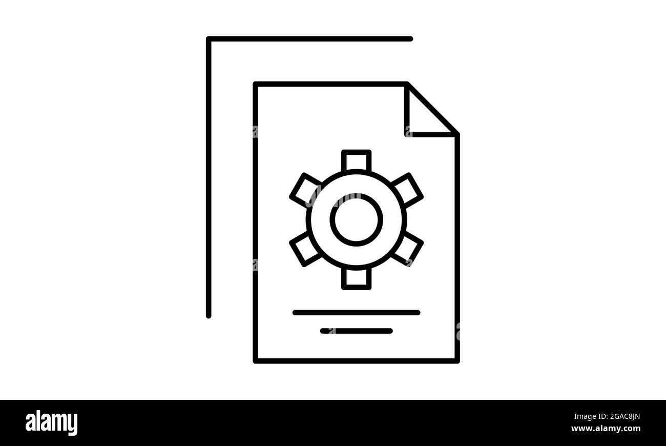 Ligne noire icône de document de fichier isolée sur fond blanc. Réglage, entretien, réglage, entretien, réparation, fixation. Illustration de Vecteur