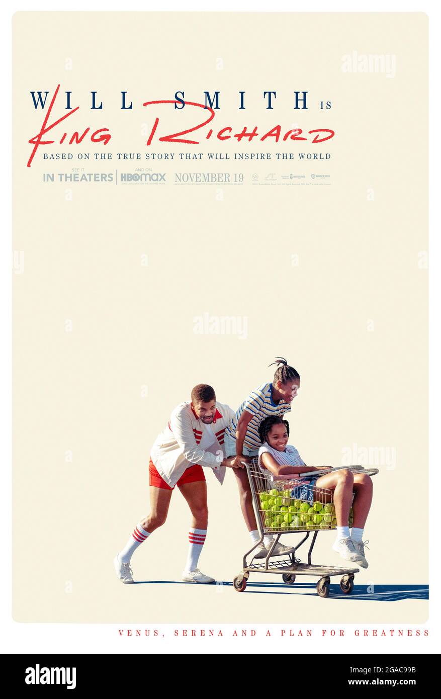 King Richard (2021) réalisé par Reinaldo Marcus Green et mettant en vedette Will Smith, Erin Cummings, Saniyya Sidney et demi Singleton. Biographie à propos de Richard Williams le père et entraîneur des superstars du tennis venus et Serena Williams. Affiche US Advance ***USAGE ÉDITORIAL SEULEMENT***. Crédit : BFA / Warner Bros Banque D'Images