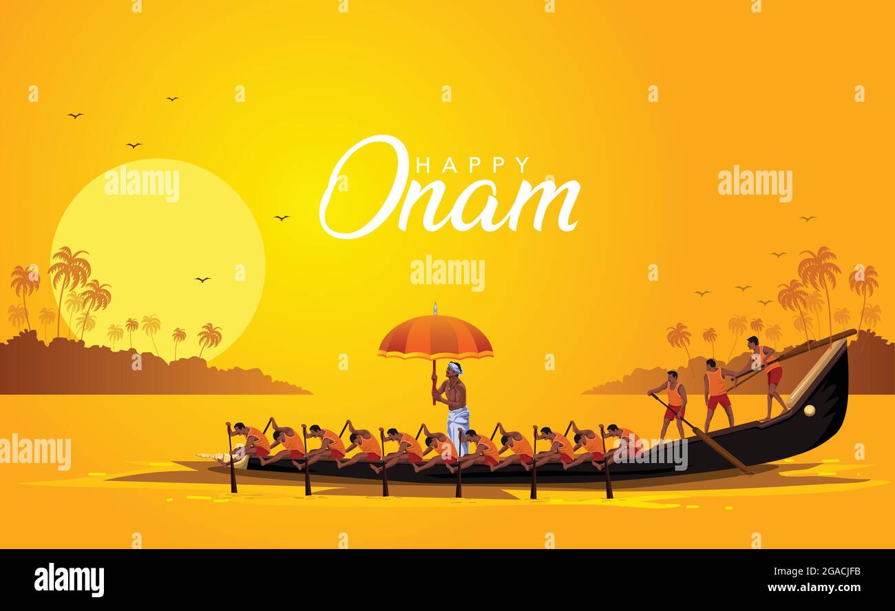 Bonne compétition de bateau onam Kerala. Conception d'illustrations vectorielles Illustration de Vecteur