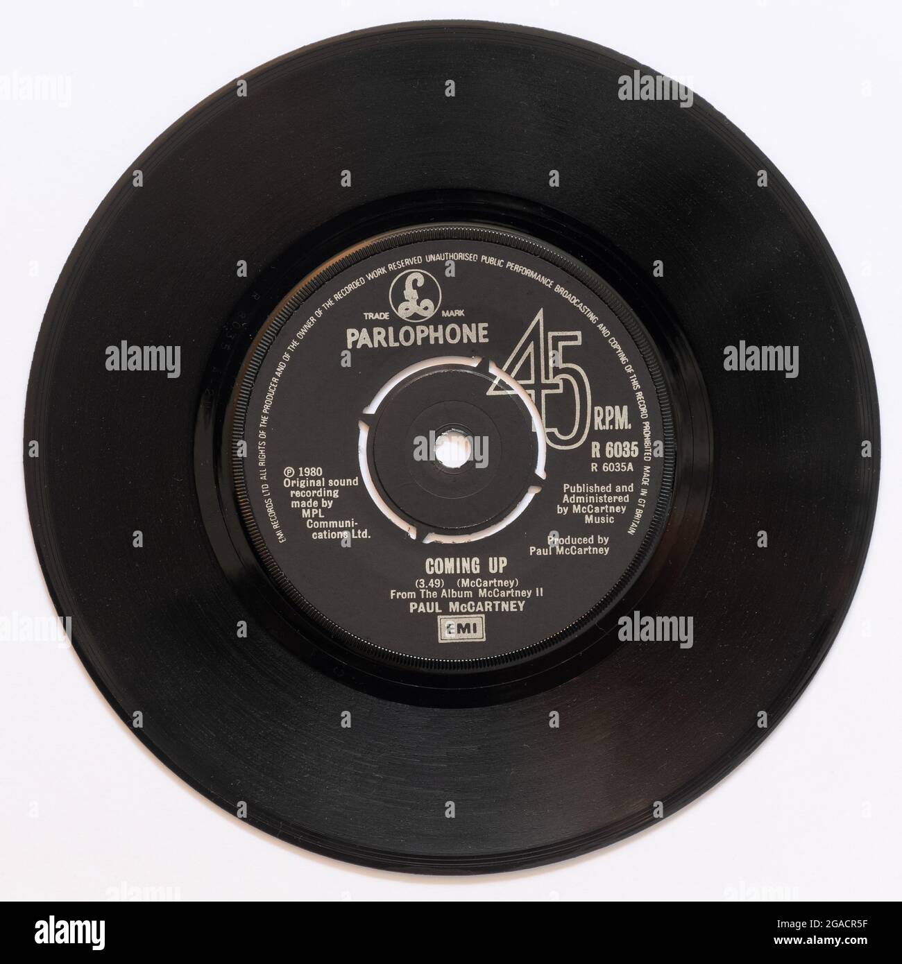 À venir par Paul McCartney, une photo du record de 7' en vinyle à 45 tr/min en couverture Banque D'Images