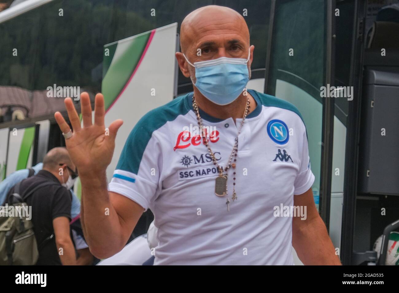 L'entraîneur italien de SSC Napoli Luciano Spalletti lors de l'arrivée du camp d'entraînement de pré-saison 2020-21 de ssc napoli à val di Sole, dans le trentin, dimaro folgarida Banque D'Images