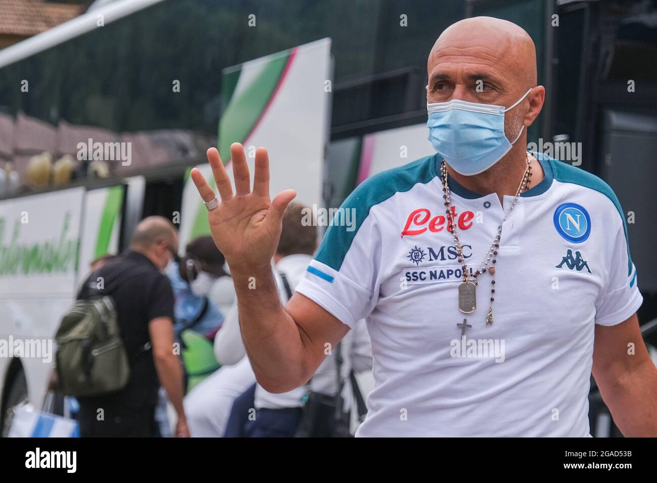 L'entraîneur italien de SSC Napoli Luciano Spalletti lors de l'arrivée du camp d'entraînement de pré-saison 2020-21 de ssc napoli à val di Sole, dans le trentin, dimaro folgarida Banque D'Images