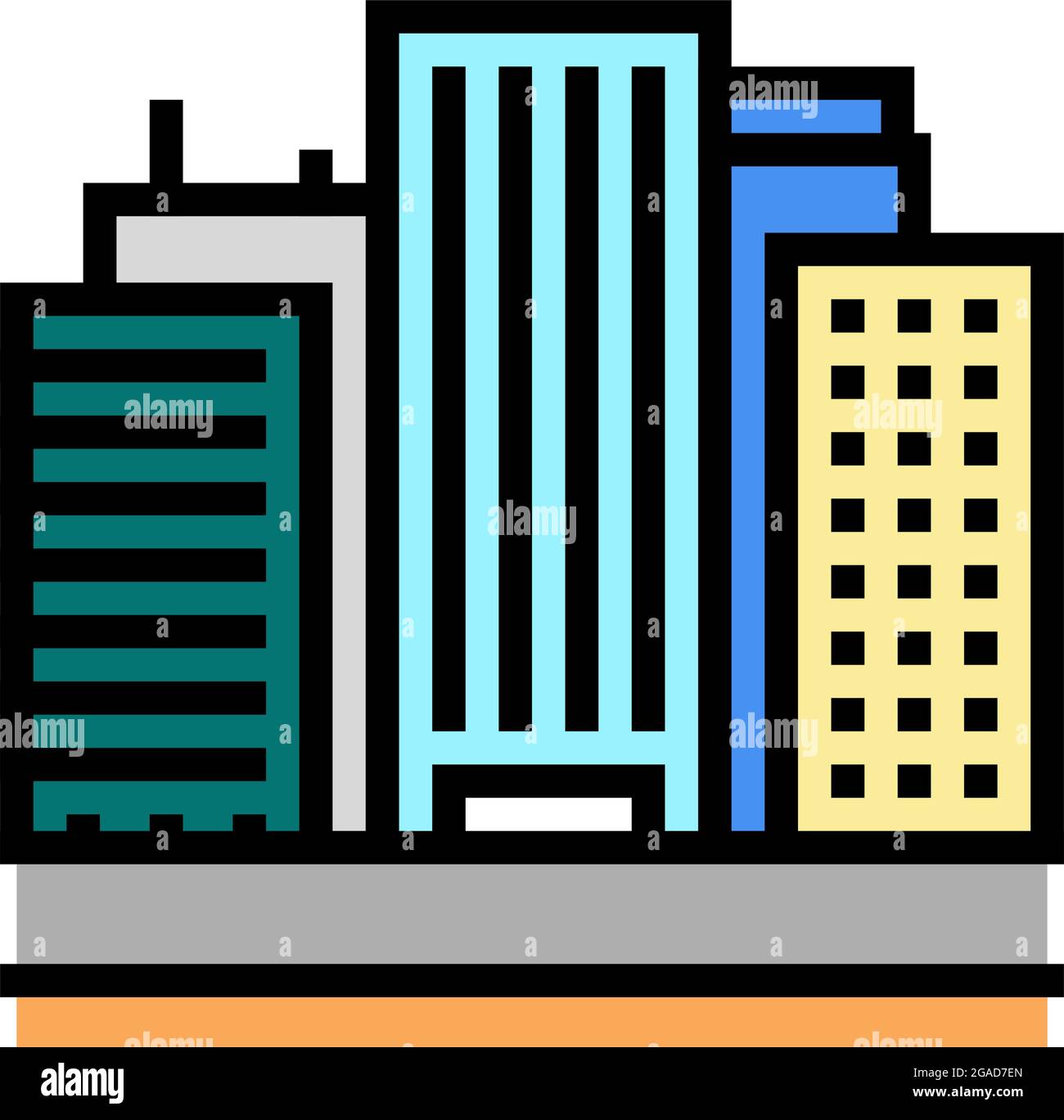terre de bâtiments de grande hauteur couleur icône illustration vectorielle Illustration de Vecteur