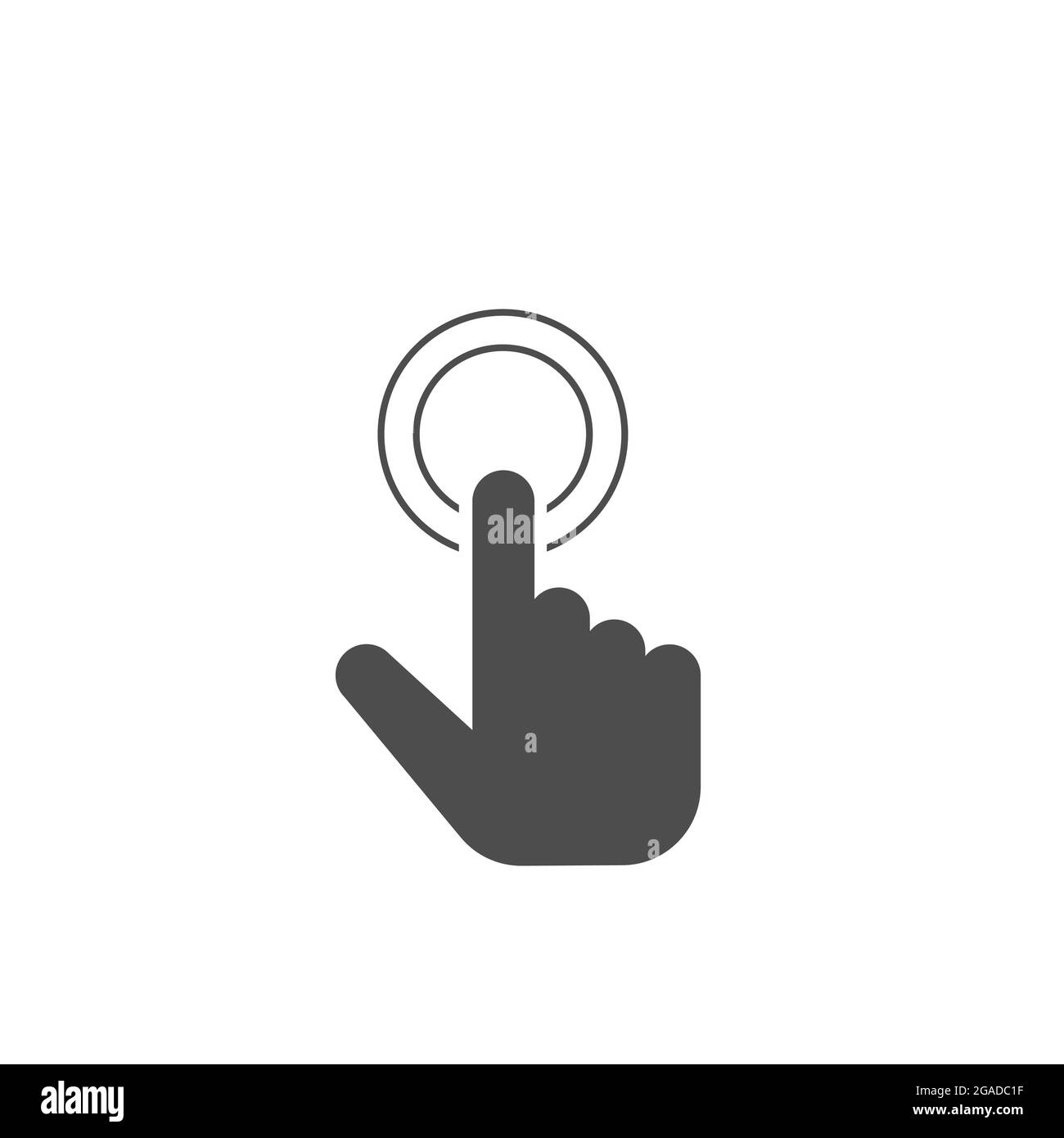 Doigt appuyant sur le bouton vecteur icône curseur symbole du pointeur, illustration du logo. Illustration de Vecteur