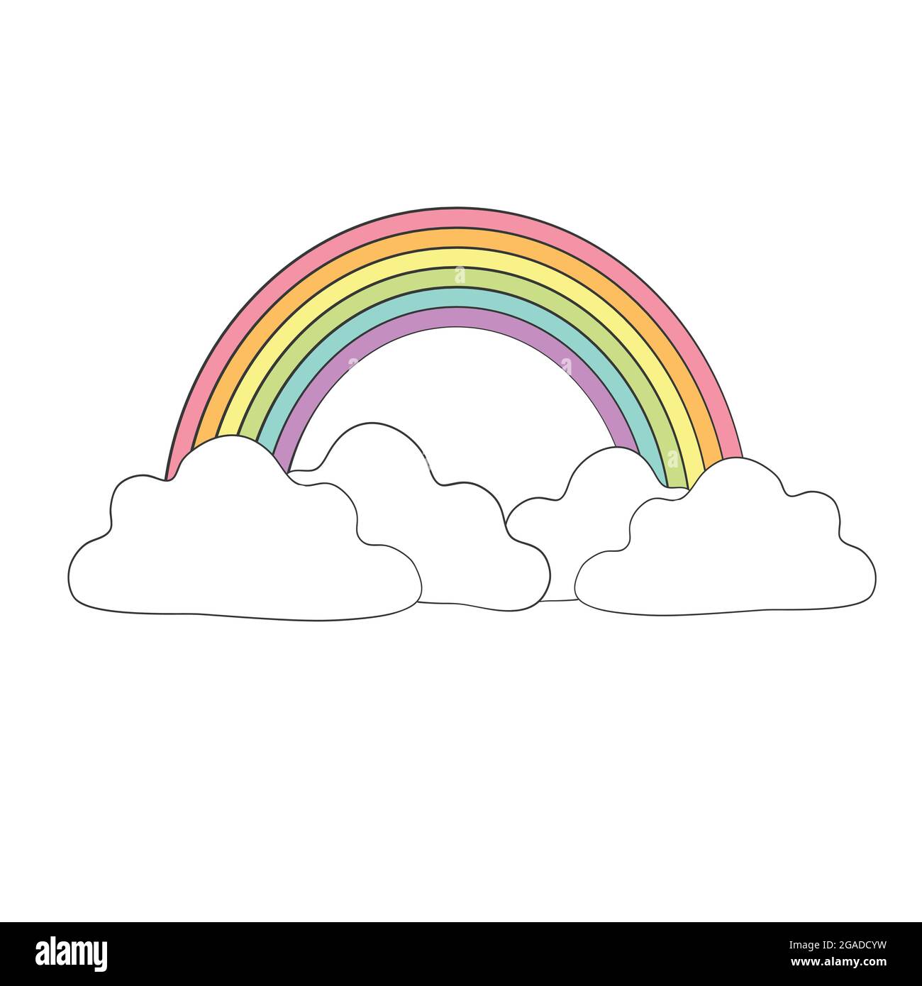 Jolie illustration vectorielle avec arc-en-ciel et nuages Illustration de Vecteur
