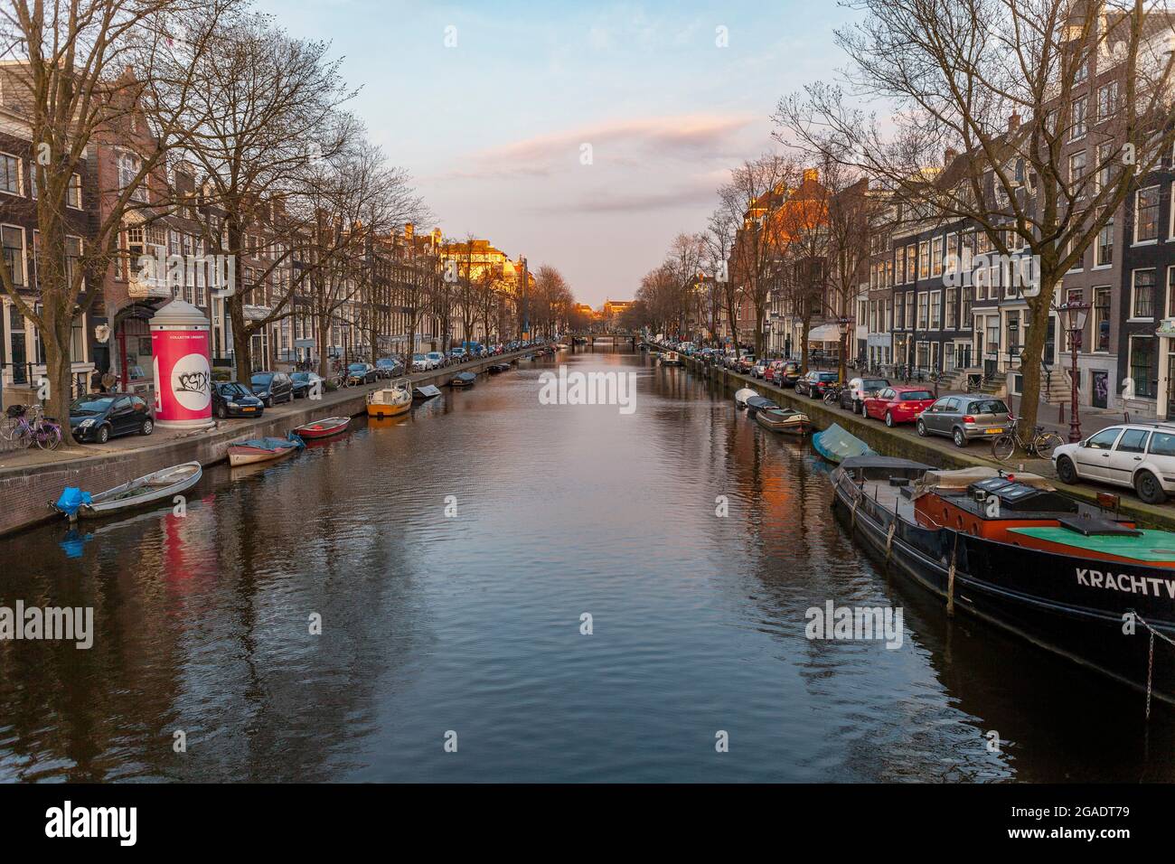 Prinsengracht, vue de Brug 69, Spiegelgracht, Amsterdam, pays-Bas Banque D'Images