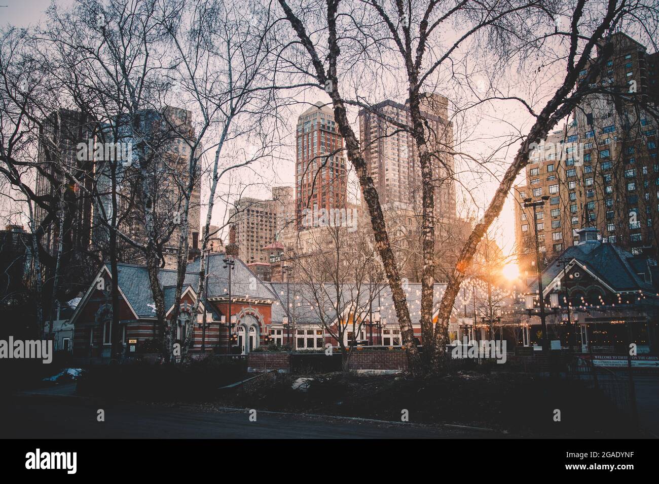 New York City, Central Park avec Tavern on the Green. Banque D'Images