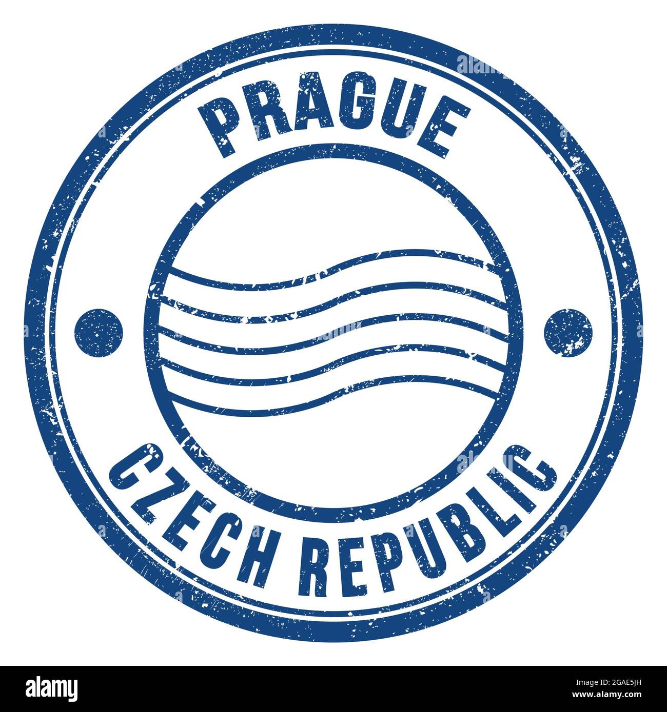 PRAGUE - RÉPUBLIQUE TCHÈQUE, mots inscrits sur le timbre postal bleu rond Banque D'Images