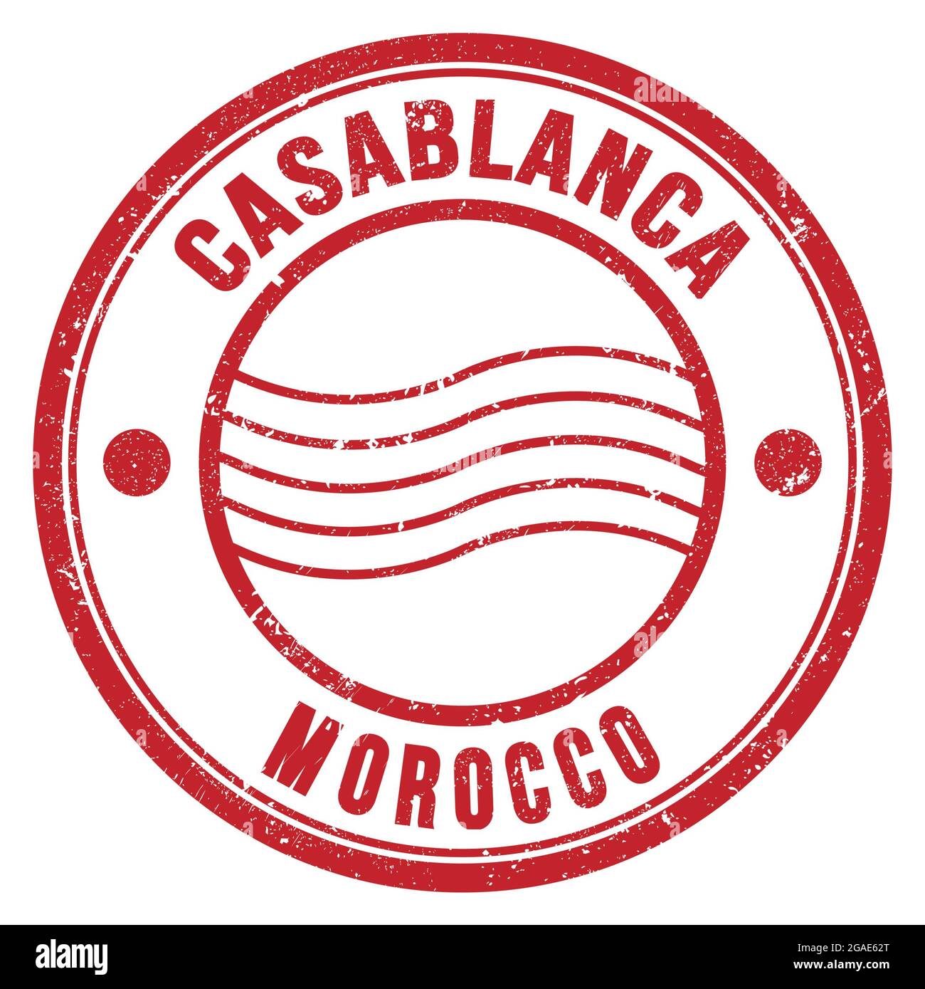 CASABLANCA - MAROC, mots écrits sur timbre postal rond rouge Banque D'Images