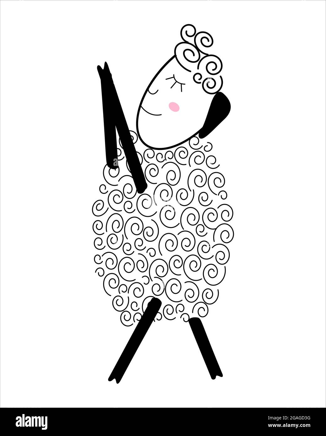 doodle illustrationle mouton fait, soins de santé Illustration de Vecteur