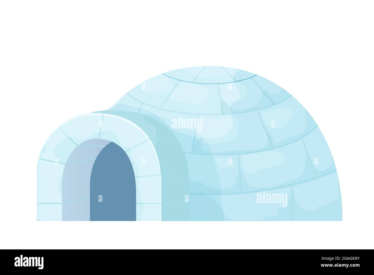 Igloo traditionnel de neige de style dessin animé isolé sur fond blanc. Icehouse Outdoor, culture esquimau, maison anarctique. Illustration vectorielle Illustration de Vecteur