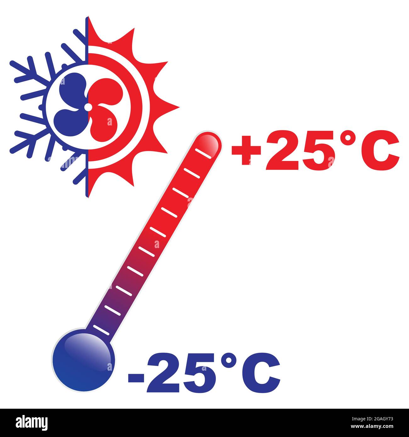 Symbole du thermomètre avec température froide et chaude Illustration de Vecteur