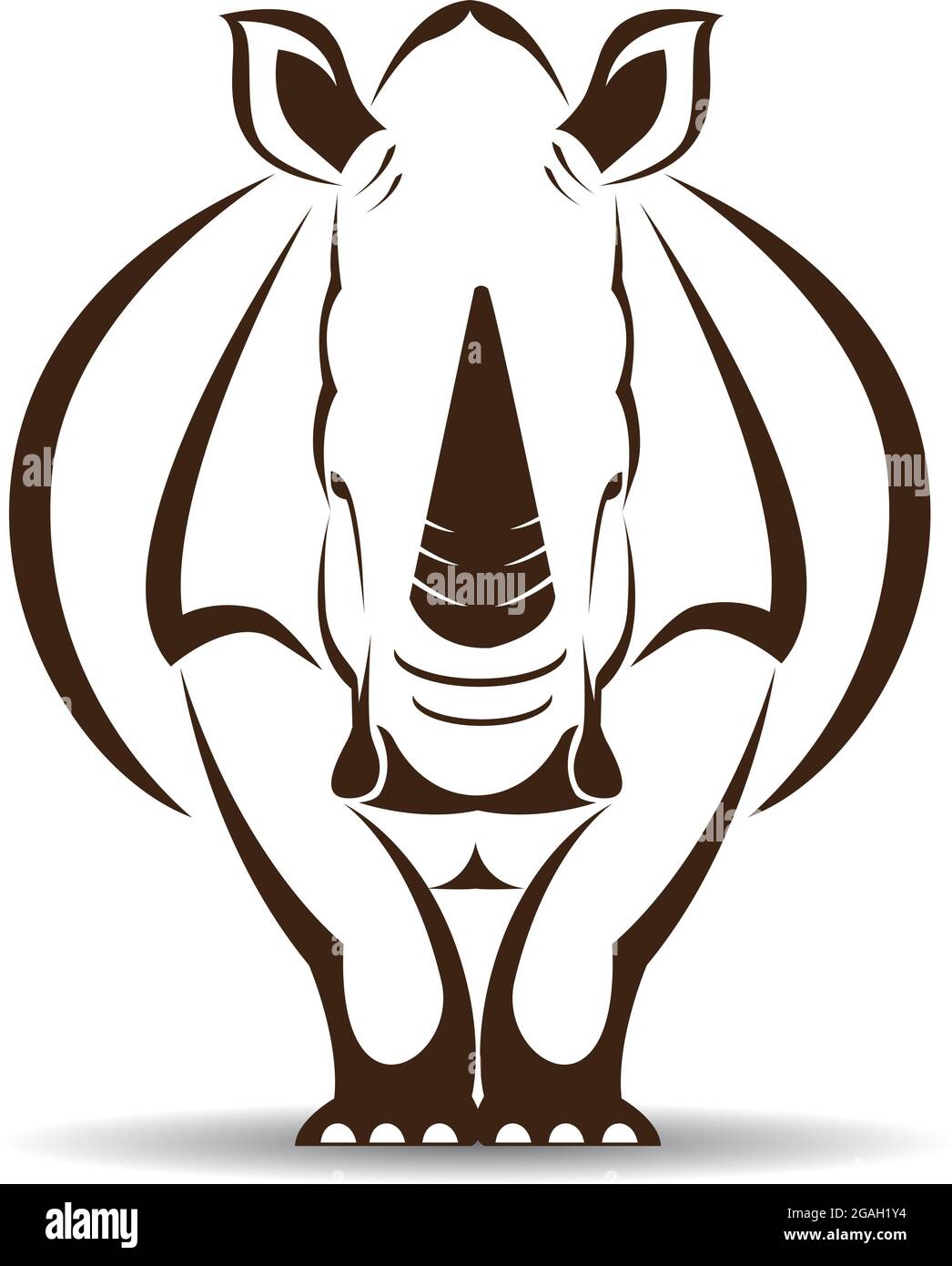 Image vectorielle d'un rhinocéros sur fond blanc Illustration de Vecteur