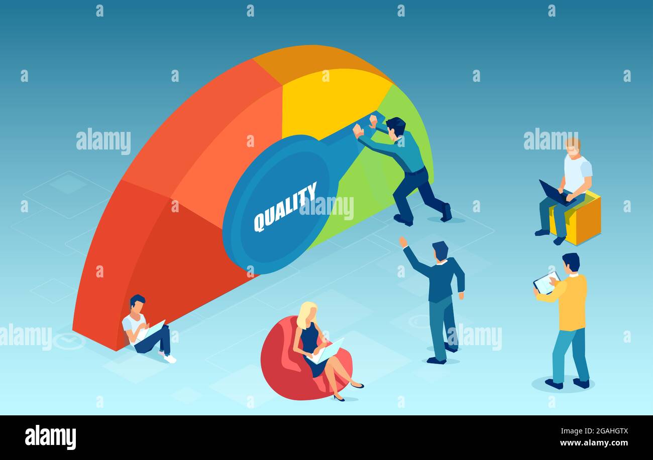 Vecteur d'un groupe de personnes employés d'entreprise améliorer la qualité de service Illustration de Vecteur