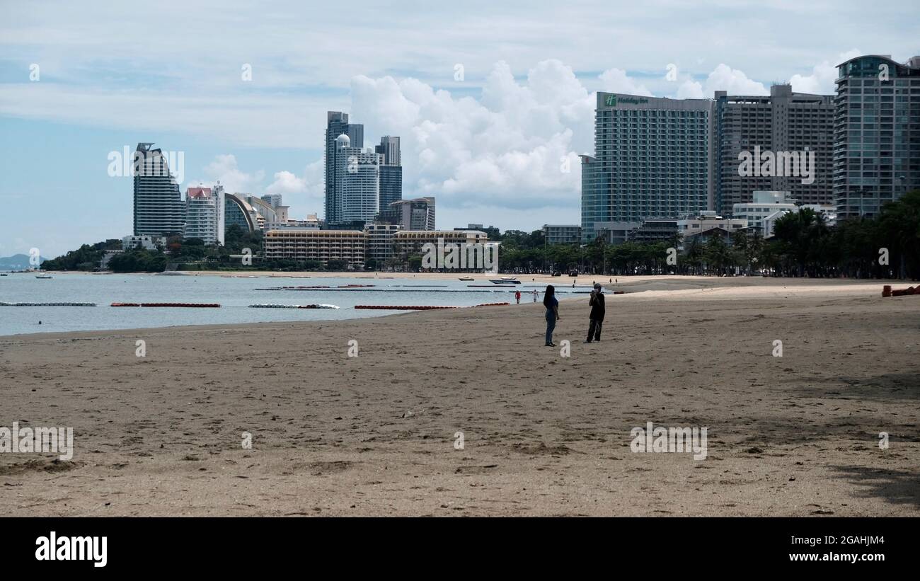 Pattaya Beach Thaïlande pendant une très courte réouverture Banque D'Images