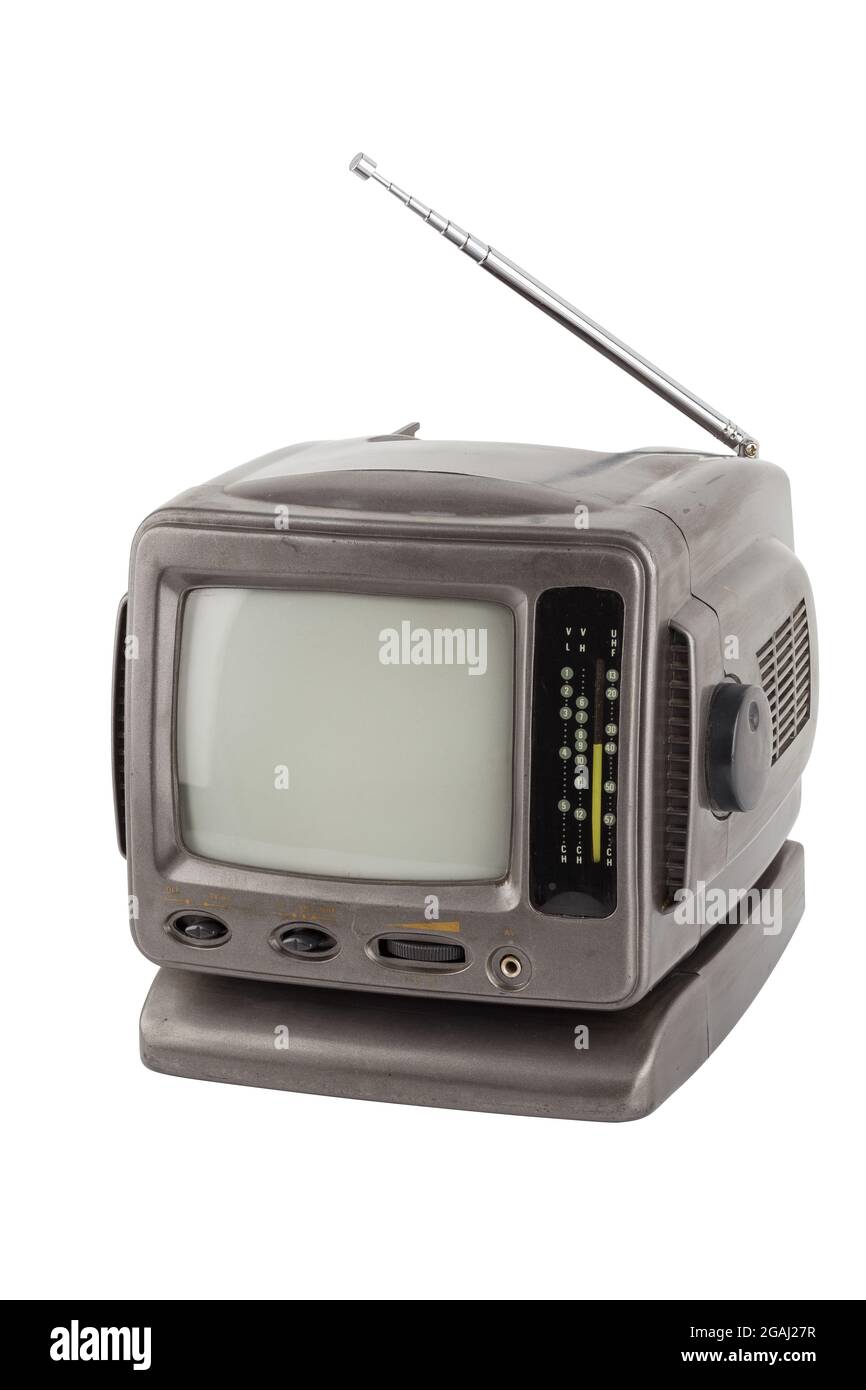 ancien téléviseur à tube cathodique analogique protable de 5.5 pouces isolé  sur fond blanc Photo Stock - Alamy