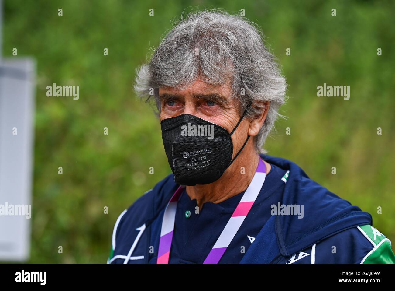 Manuel Pellegrini le directeur de Real Betis arrive au sol Banque D'Images