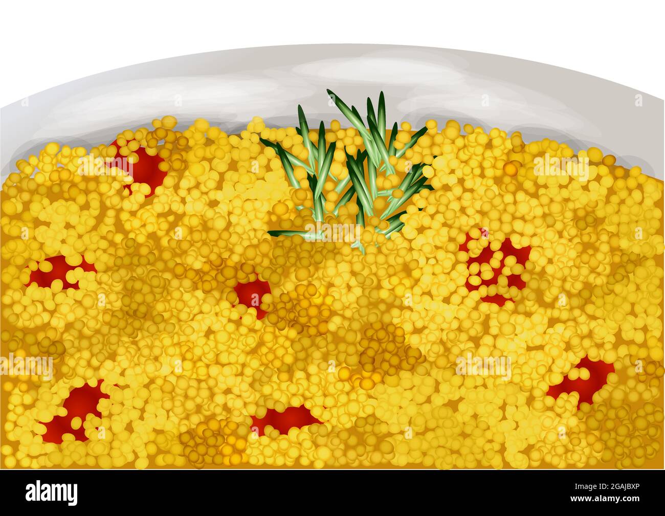 cuscus alimentaire. Cuisine traditionnelle arabe. Couscous à la tomate Illustration de Vecteur