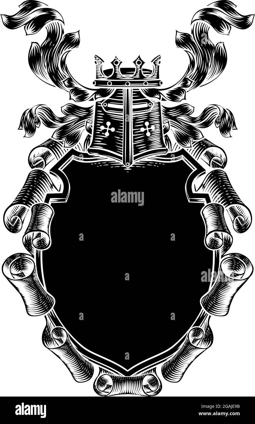 Armoiries en spirale Shield Royal Crest Illustration de Vecteur