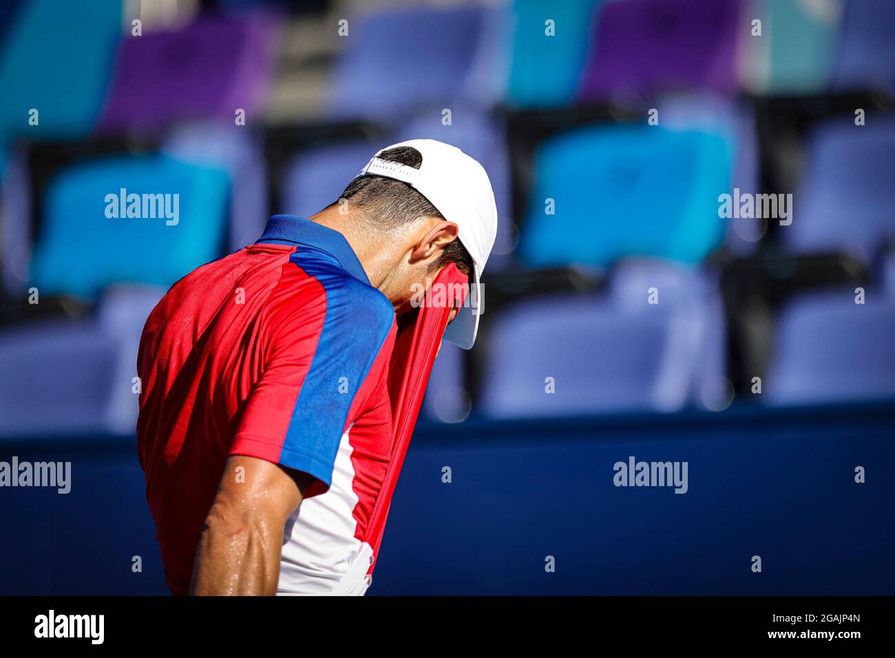 Tokyo, Japon. 31 juillet 2021. Jeux Olympiques: Match de tennis entre Novak Djokovic et Pablo Carreño à l'arène Ariake au Japon. © ABEL F. ROS / Alamy Live News Banque D'Images