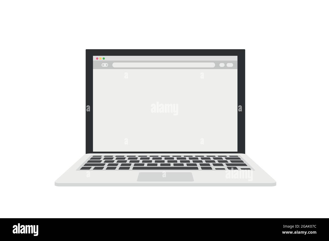 Ordinateur portable avec fenêtre de navigateur vide dans un design plat Illustration de Vecteur