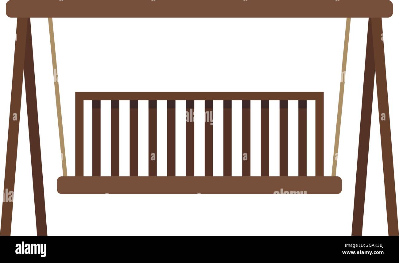 Icône de banc de bois de balançoire. Illustration plate de l'icône de vecteur de banc de bois balançoire isolée sur fond blanc Illustration de Vecteur