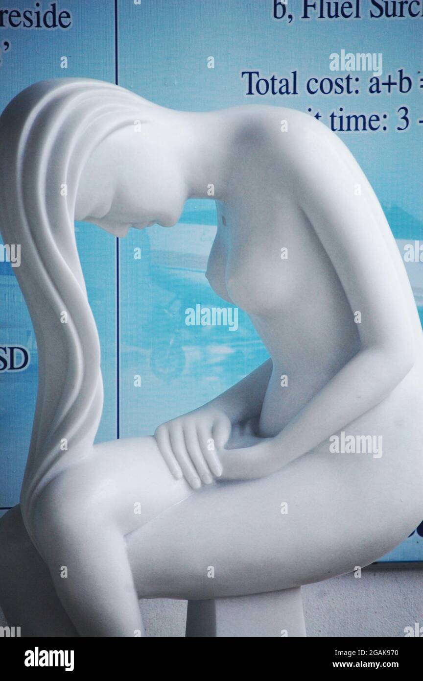 Sculpture pierre à sculpter art en marbre style vietnamien pour le spectacle et la vente voyageurs personnes dans la galerie de studio dans la vieille ville de Ba Dinh ou place du quartier français Banque D'Images