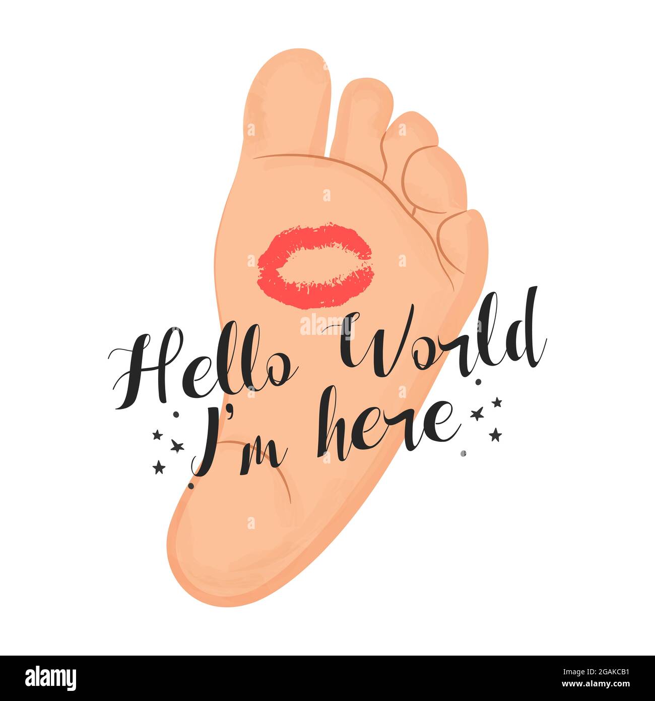 Bonjour Tout Le Monde Je Suis Ici Petit Pied De Bebe Illustration Vectorielle Image Vectorielle Stock Alamy