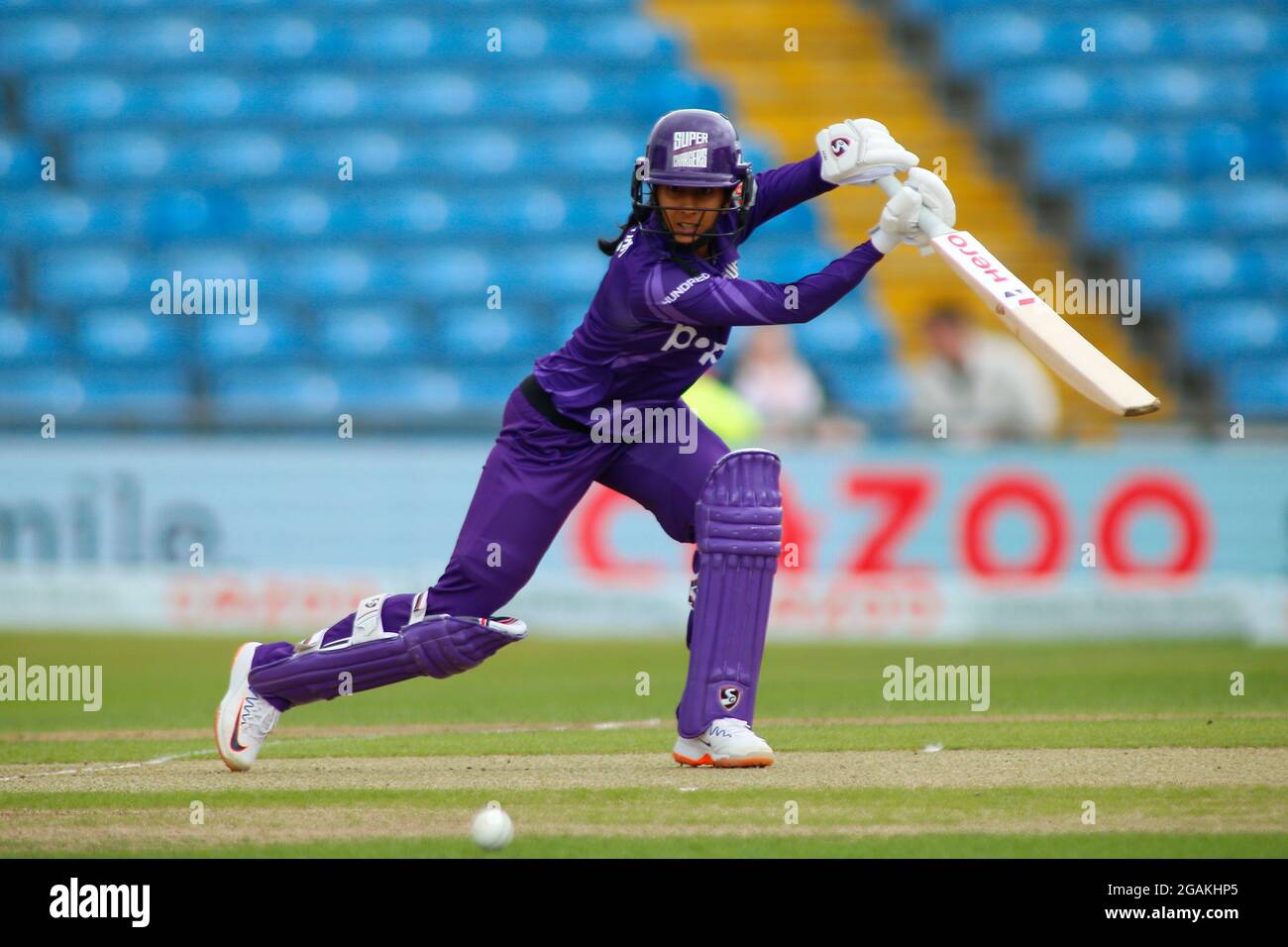 Stade Emerald Headingley, Leeds, West Yorkshire, 31 juillet 2021. The Hundred - Northern superchargeurs Women vs Oval invincible Women Jemimah Rodrigues of Northern Superchargeurs Women batting. Crédit : Touchlinepics/Alamy Live News Banque D'Images