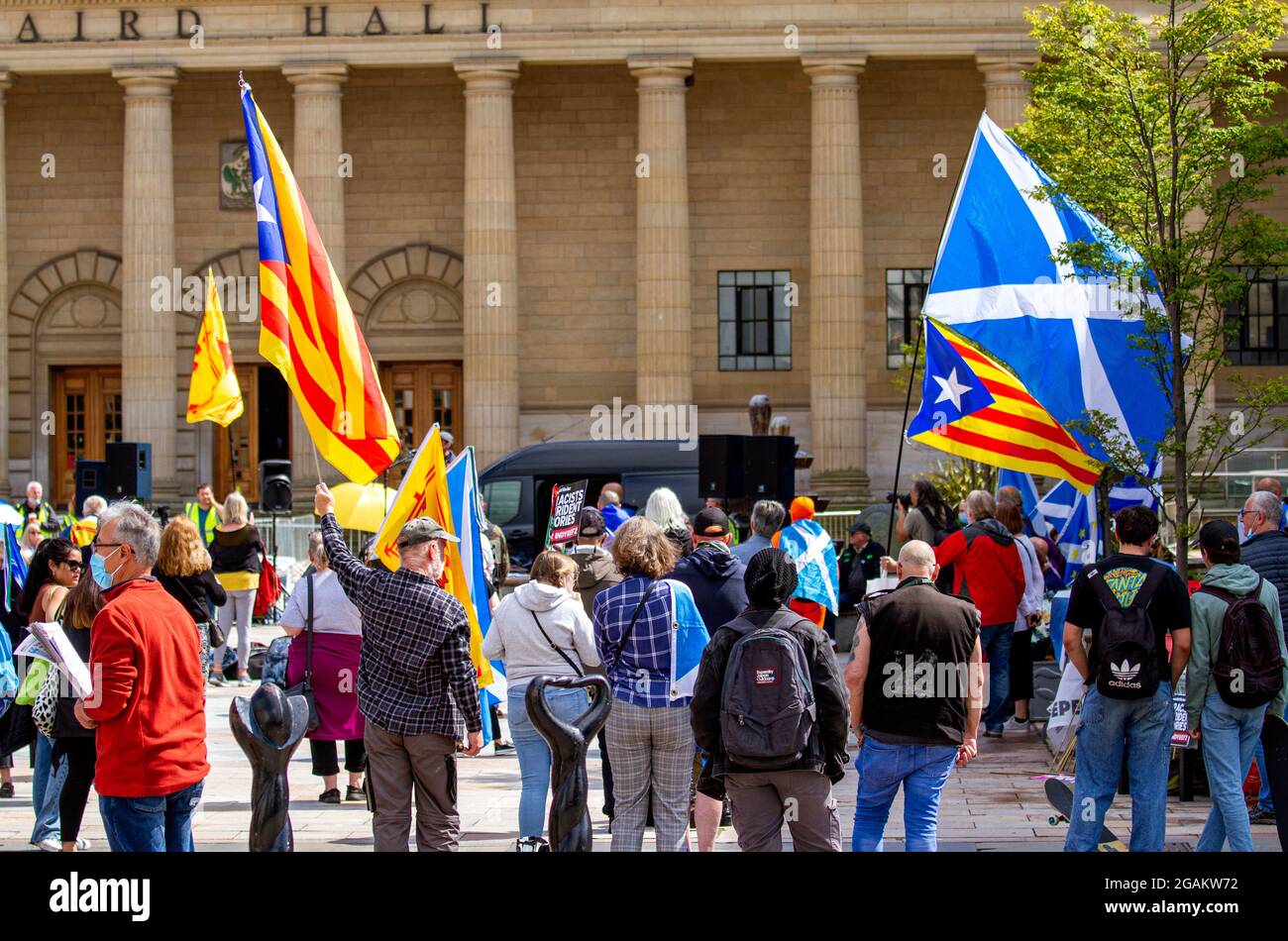 Dundee, Tayside, Écosse, Royaume-Uni. 31 juillet 2021. Politique britannique : le rassemblement statique All Under One Banner à Dundee avec Independence Live s'est réuni dans le centre-ville. Aujourd'hui, Dundee voit le plus grand rassemblement statique en faveur de l'indépendance depuis le déclenchement de Covid-19, et tous sous une bannière déclarant que le rassemblement est prévu pour Vas-y comme prévu. Crédit : Dundee Photographics/Alamy Live News Banque D'Images