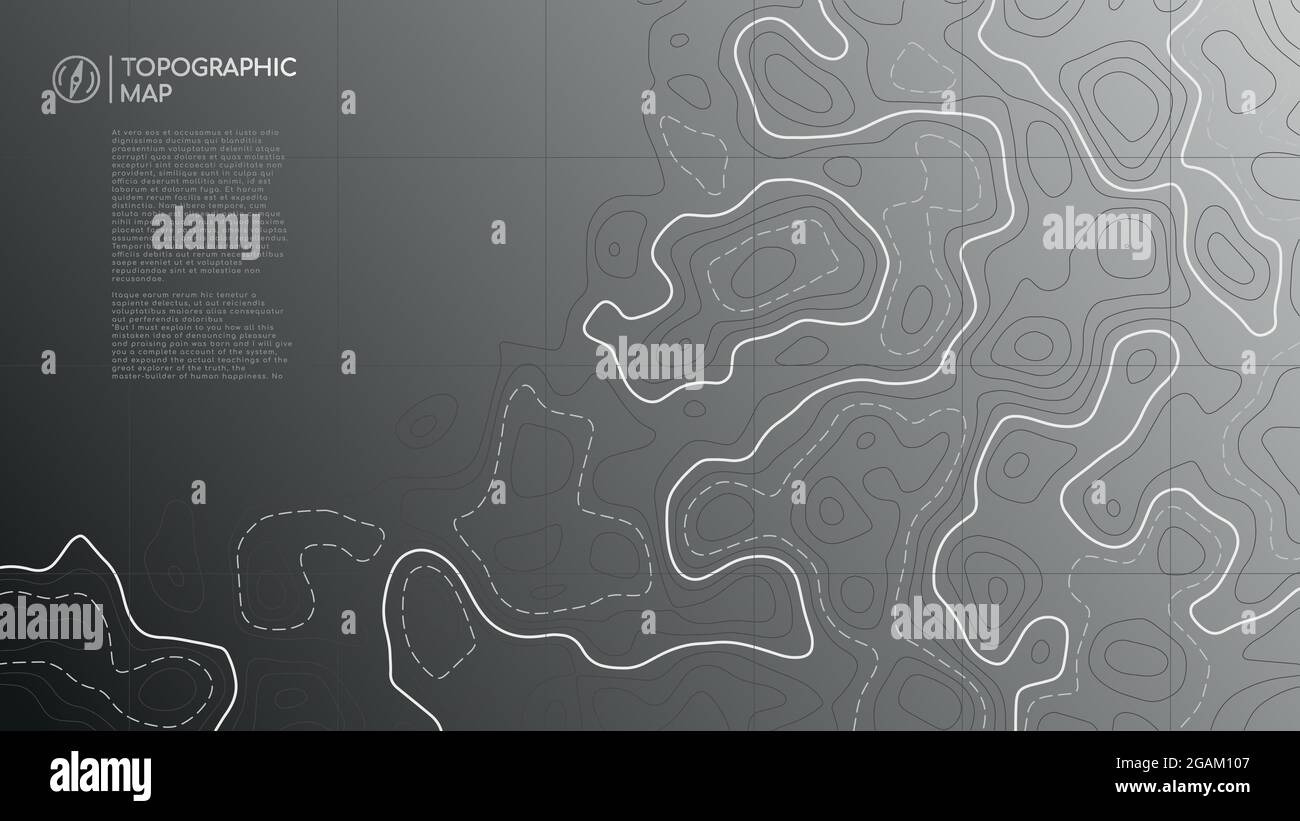 Carte topographique linéaire. Bannière carte topographique abstraite avec espace de copie. Arrière-plan vectoriel. Illustration de Vecteur
