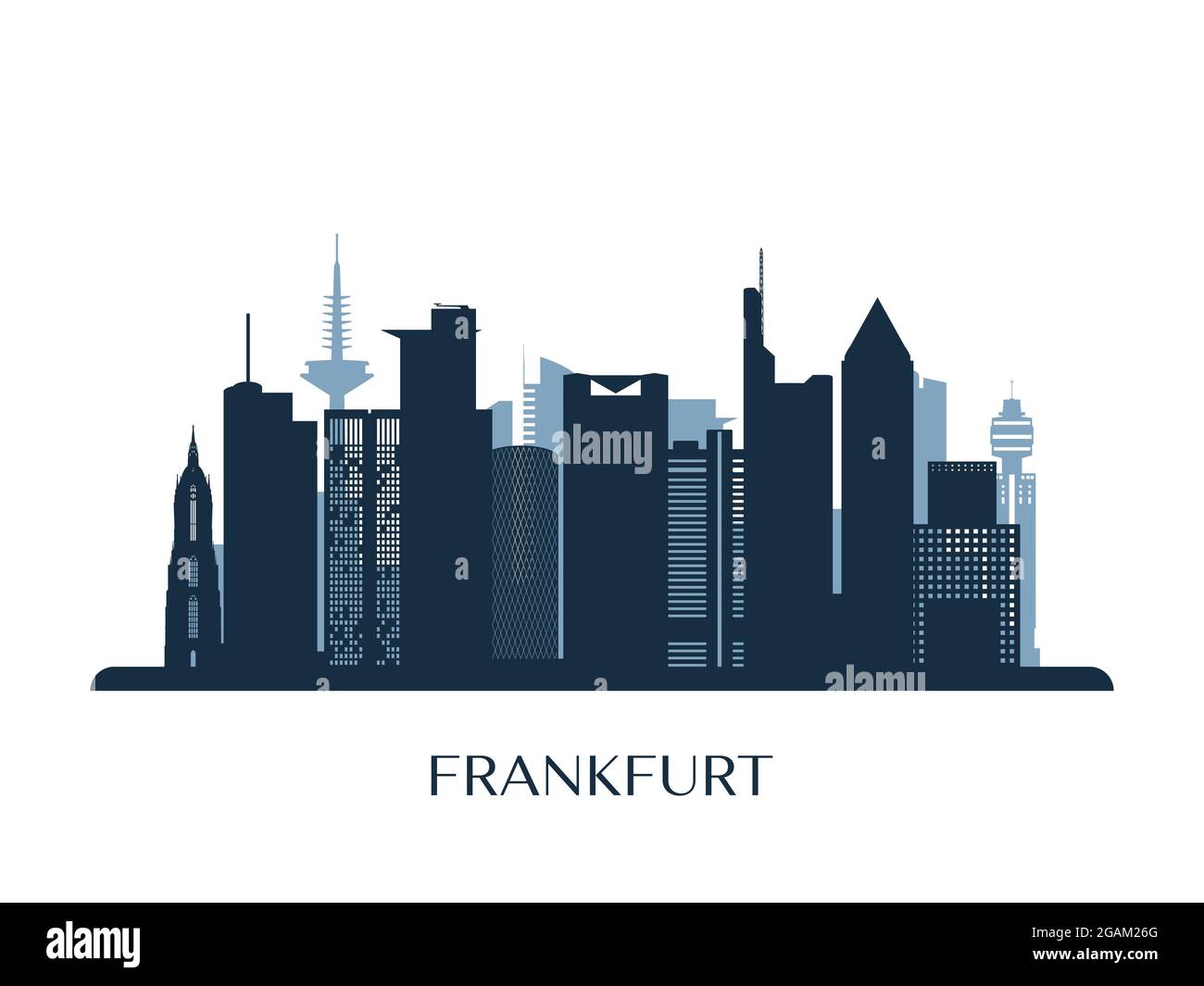 Horizon de Francfort, silhouette monochrome. Illustration vectorielle. Illustration de Vecteur