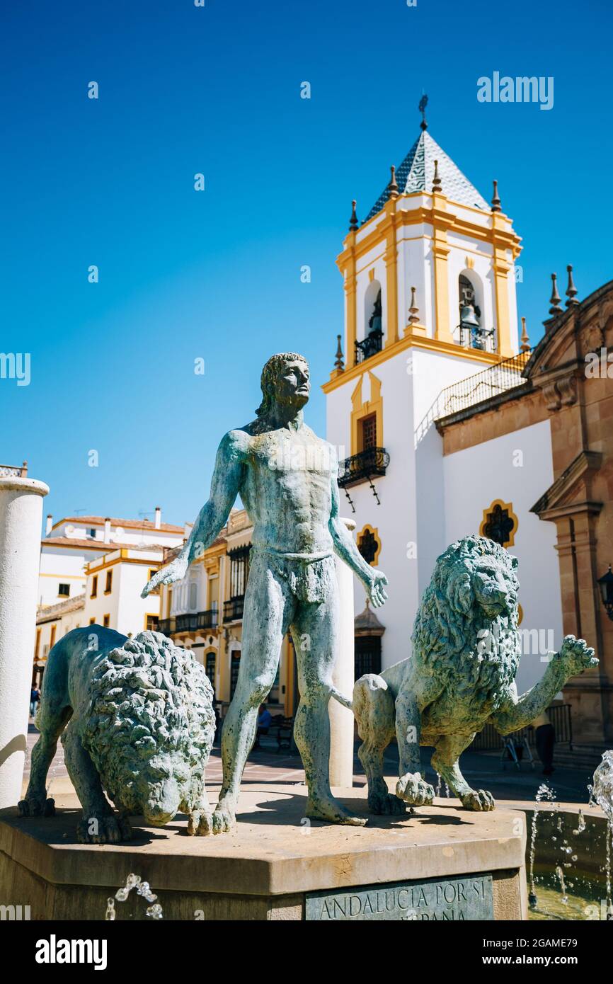 Eglise Plaza Del Socorro à Ronda, Espagne. Vieille ville CityScape Banque D'Images