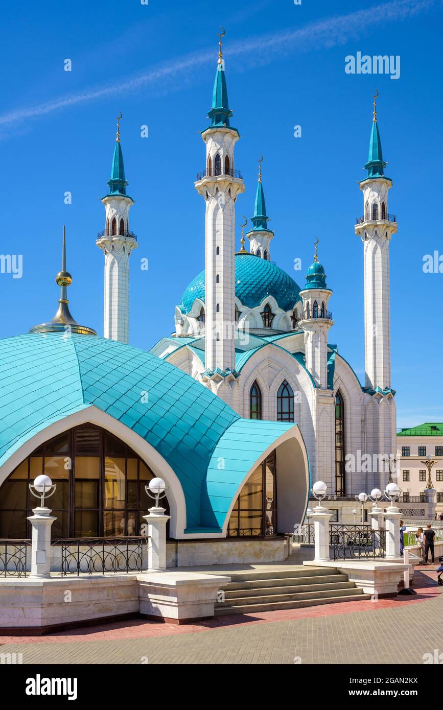 Mosquée Kul Sharif au Kremlin kazan, Tatarstan, Russie. C'est un monument célèbre de Kazan. Vue imprenable sur la magnifique architecture islamique, les attractions touristiques Banque D'Images