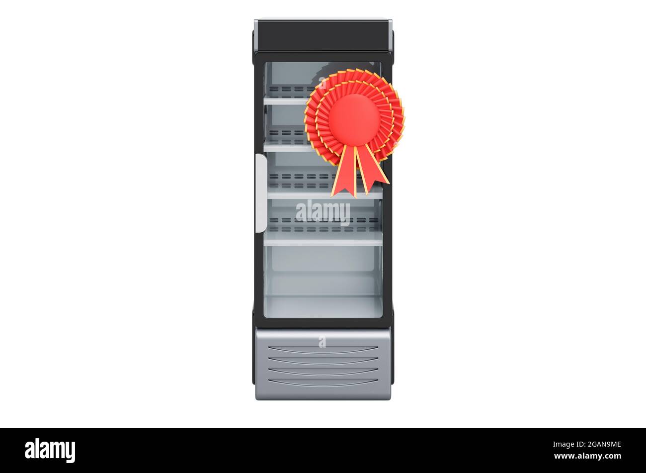 Réfrigérateur à porte vitrée pivotante avec badge BEST Choice, rendu 3D isolé sur fond blanc Banque D'Images