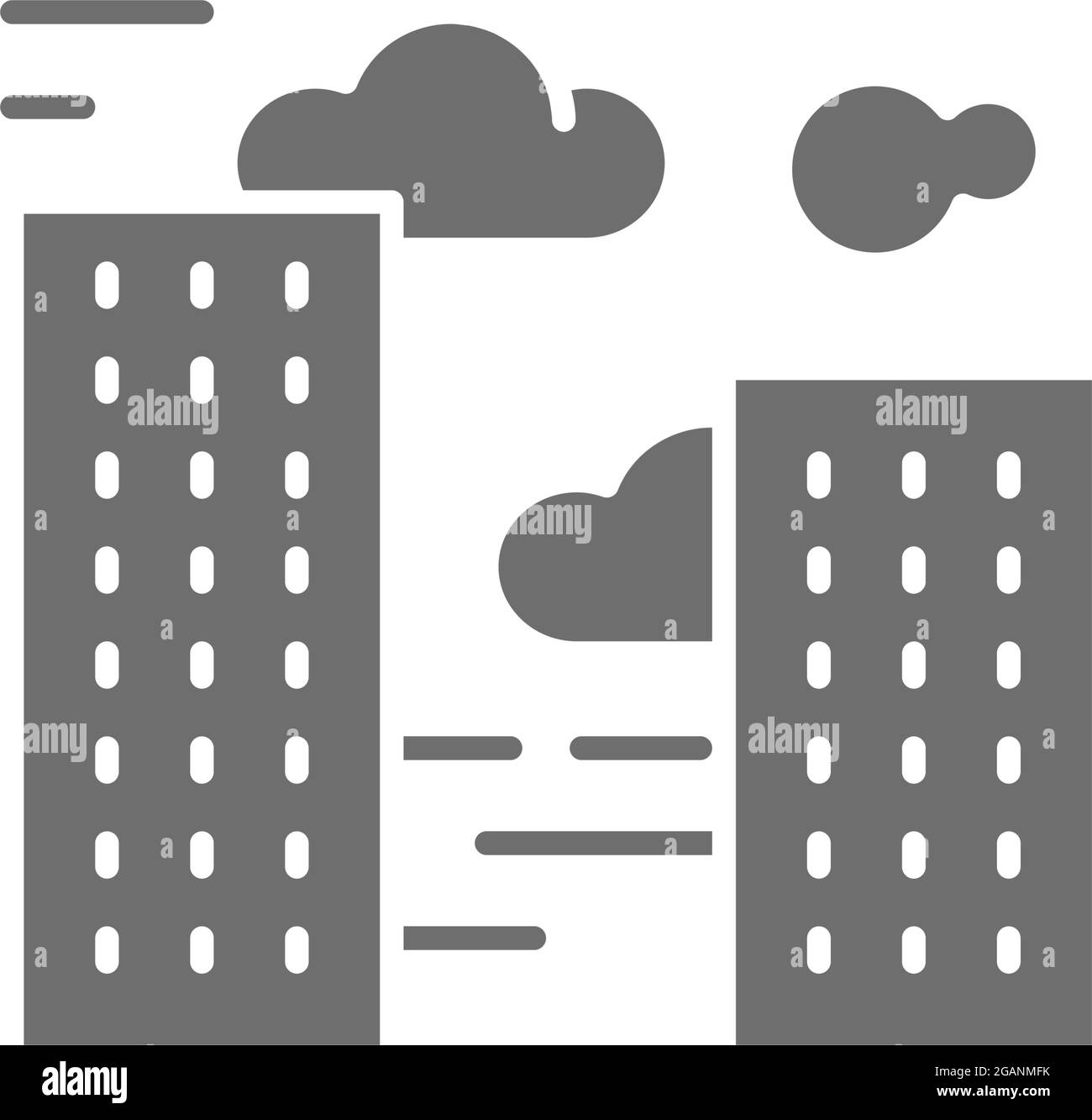Vecteur ville smog, pollution de l'air icône grise. Illustration de Vecteur