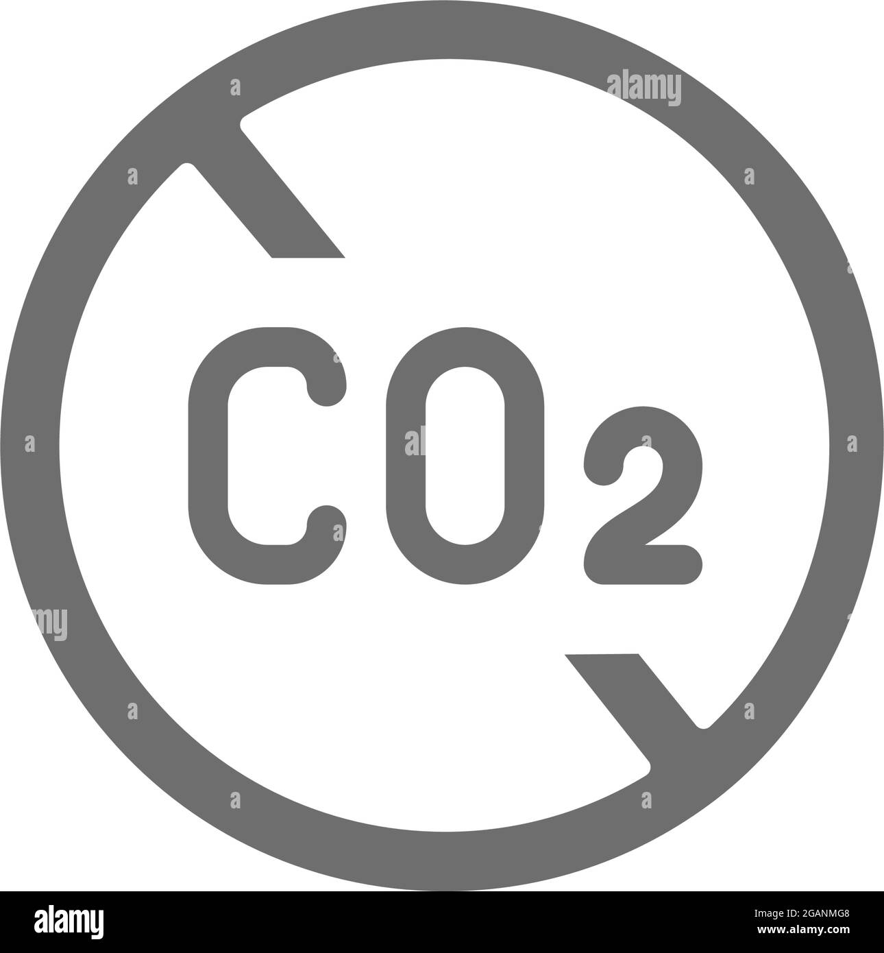 Aucune émission de carbone, symbole d'émission de co2 icône grise. Illustration de Vecteur