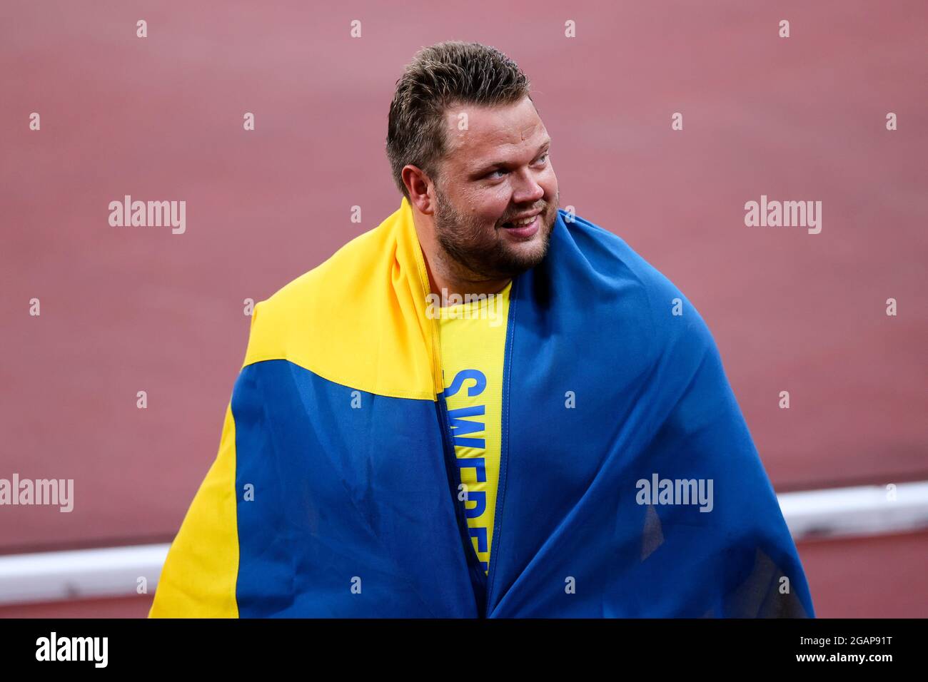 Tokyo, Japon, 31 juillet 2021. Daniel Stahl, de l'équipe de Suède, célèbre la victoire de la finale du jeu de Discus masculin le 8 e jour des Jeux Olympiques de Tokyo 2020. Credit: Pete Dovgan/Speed Media/Alay Live News. Credit: Pete Dovgan/Speed Media/Alay Live News. Credit: Pete Dovgan/Speed Media/Alay Live News Banque D'Images