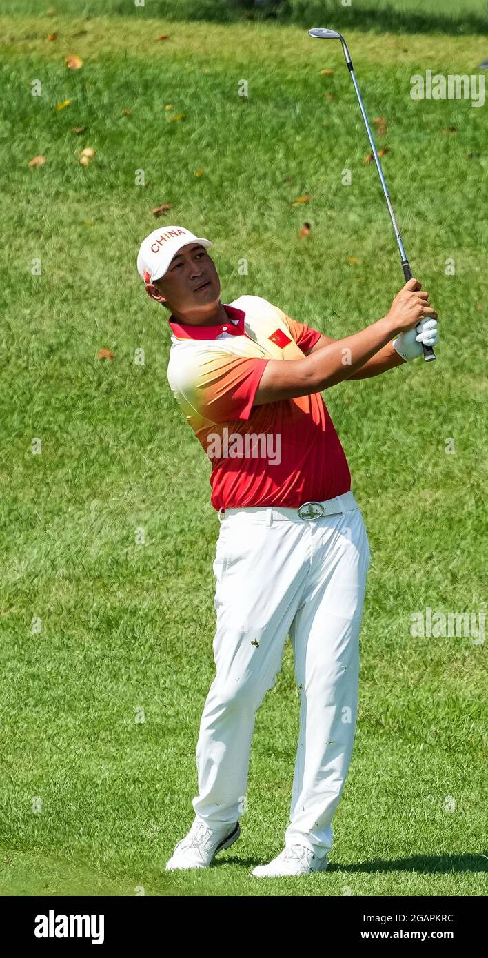 Saitama, Japon. 1er août 2021. Yuan Yechun de Chine participe à la course individuelle du Golf hommes Round 4 des Jeux Olympiques de Tokyo 2020 à Saitama, Japon, le 1er août 2021. Credit: Liu Dawei/Xinhua/Alay Live News Banque D'Images