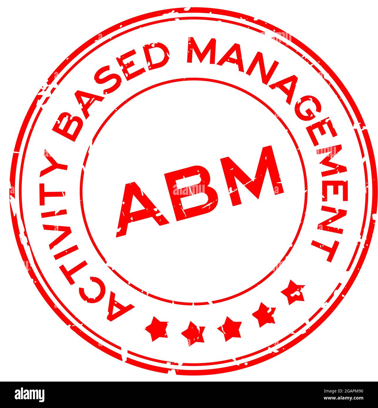 Grunge rouge ABM Activity Based Management mot rond joint caoutchouc timbre  sur fond blanc Image Vectorielle Stock - Alamy