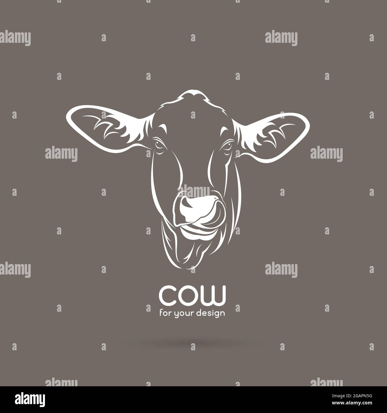 Vecteur d'une tête de vache sur fond marron, logo de vache Vector. Animaux de ferme. Illustration vectorielle superposée facile à modifier. Illustration de Vecteur