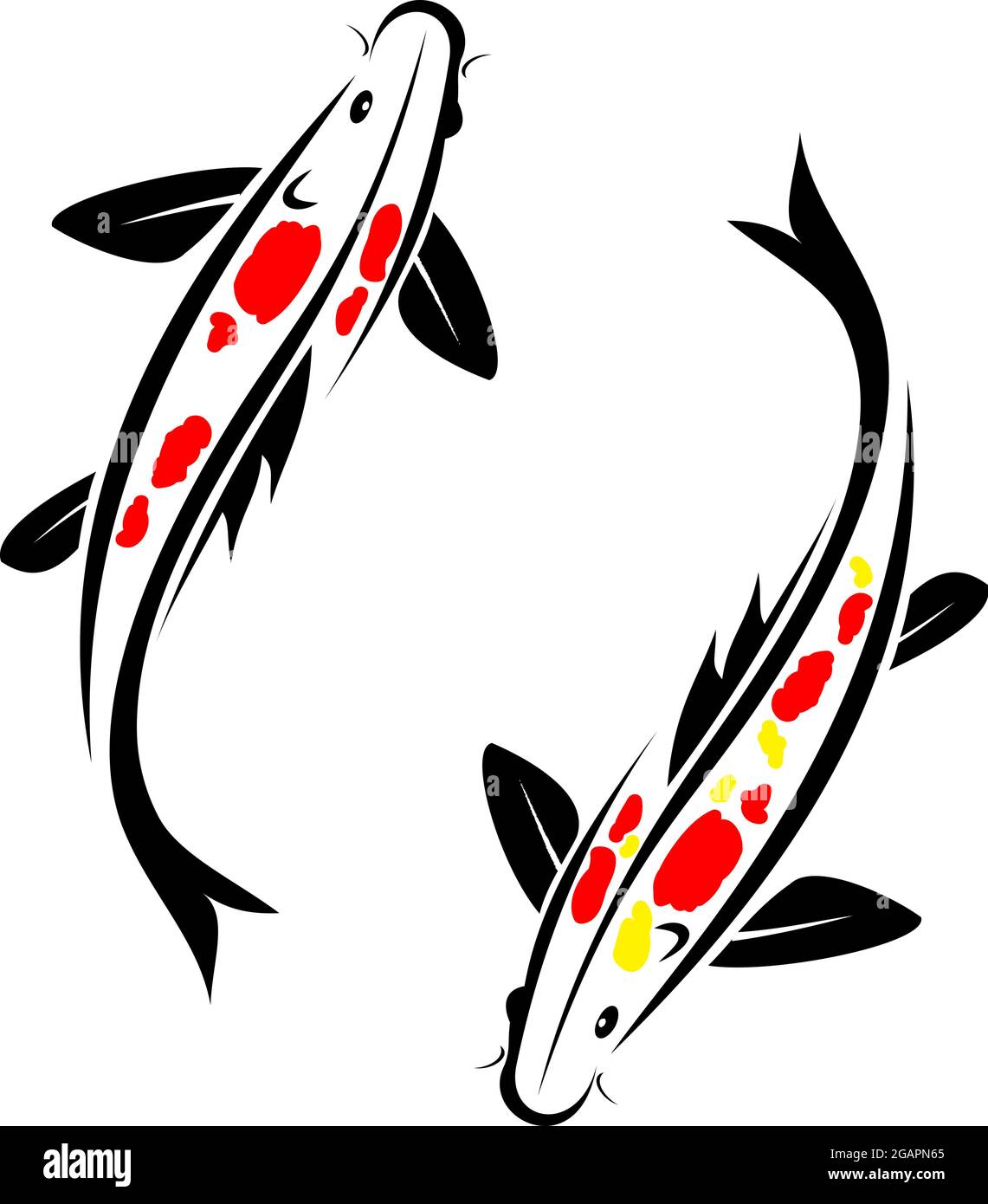 Carpe koi avec tache rouge et jaune sur le corps. Illustration vectorielle superposée facile à modifier. Animaux. Illustration de Vecteur