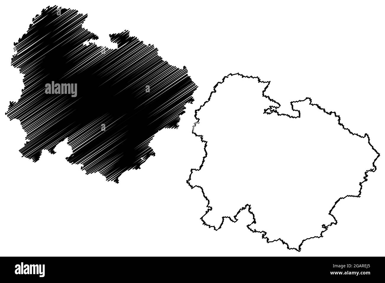 Weissenburg-Gunzenhausen district (République fédérale d'Allemagne, zone rurale moyenne-Franconie, Free State of Bavaria) carte illustration vectorielle, sCRIB Illustration de Vecteur