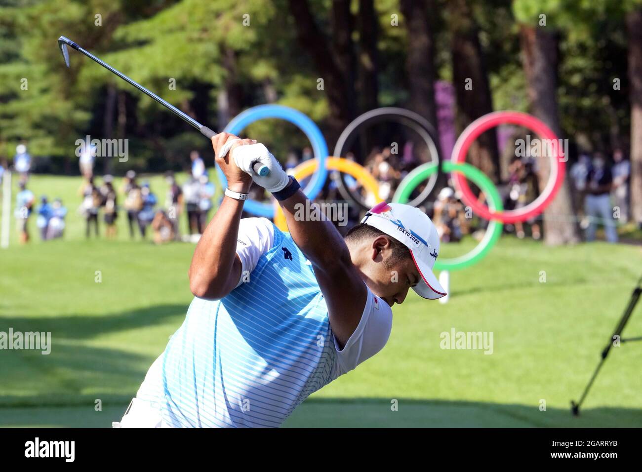 Hideki Matsuyama, du Japon, a effectué le 16e tour du tournoi de golf olympique masculin de Tokyo le 1er août 2021 au Kasumigaseki Country Club de Kawagoe, préfecture de Saitama, près de Tokyo. (Kyodo)==Kyodo Banque D'Images