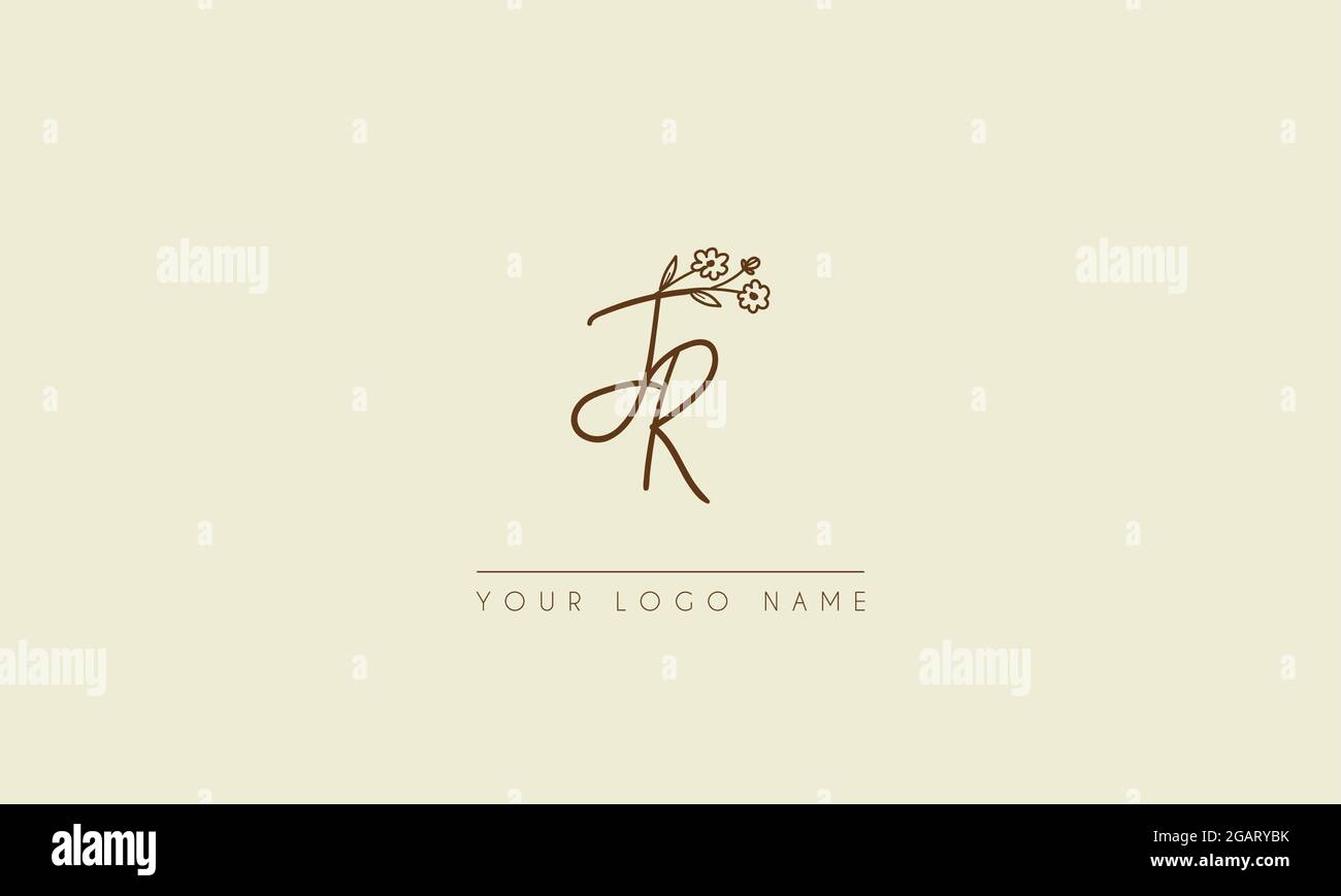 Lettre initiale JR ou RJ Signature manuscrite mariage botanique icône florale logo illustration vectorielle design Illustration de Vecteur