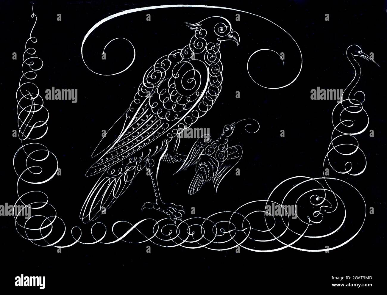 Vintage Ambrosius Perlingh animal calligraphie - donné une touche moderne - couleur inversée Banque D'Images Vintage Ambrosius Perlingh animal calligraphie - donné une touche moderne - couleur inversée Banque D'Images