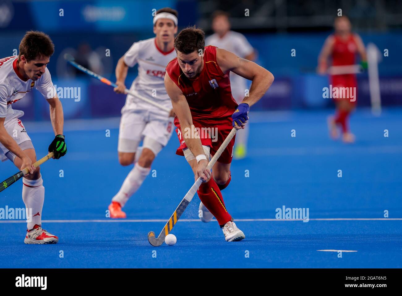 Tokyo, Japon. 1er août 2021. TOKYO, JAPON - 1er AOÛT : Cedric Charlier de Belgique lors du Tokyo 2020 Olympic Mens Hockey Tournament Quarter finale match entre la Belgique et l'Espagne au Oi Hockey Stadium le 1er août 2021 à Tokyo, Japon (photo de PIM Waslander/Orange Pictures) Credit: Orange pics BV/Alay Live News Banque D'Images