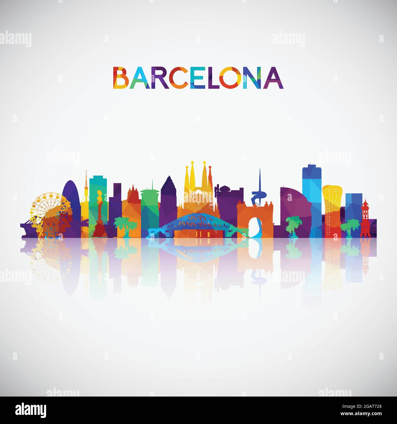 Silhouette d'horizon de Barcelone dans un style géométrique coloré. Symbole de votre conception. Illustration vectorielle. Illustration de Vecteur