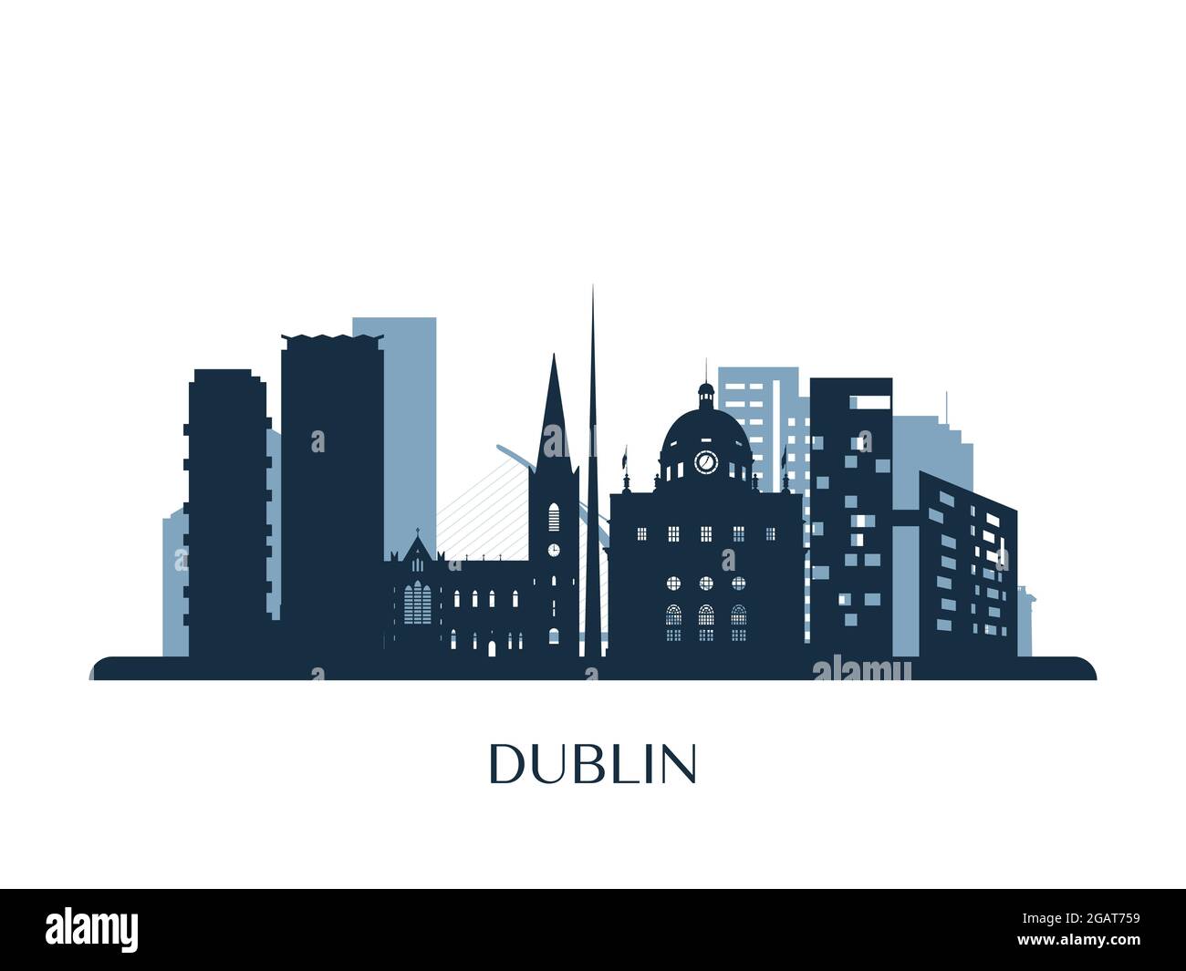 Horizon de Dublin, silhouette monochrome. Illustration vectorielle. Illustration de Vecteur