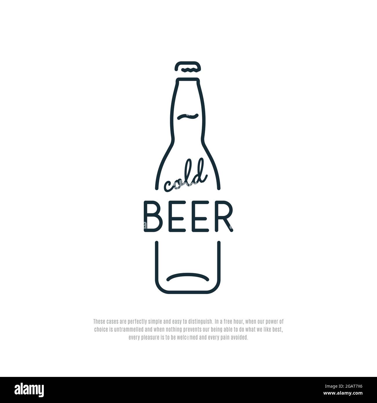 Icône bière. Bouteille de bière froide. Emblème de dessin au trait. Illustration vectorielle. Illustration de Vecteur